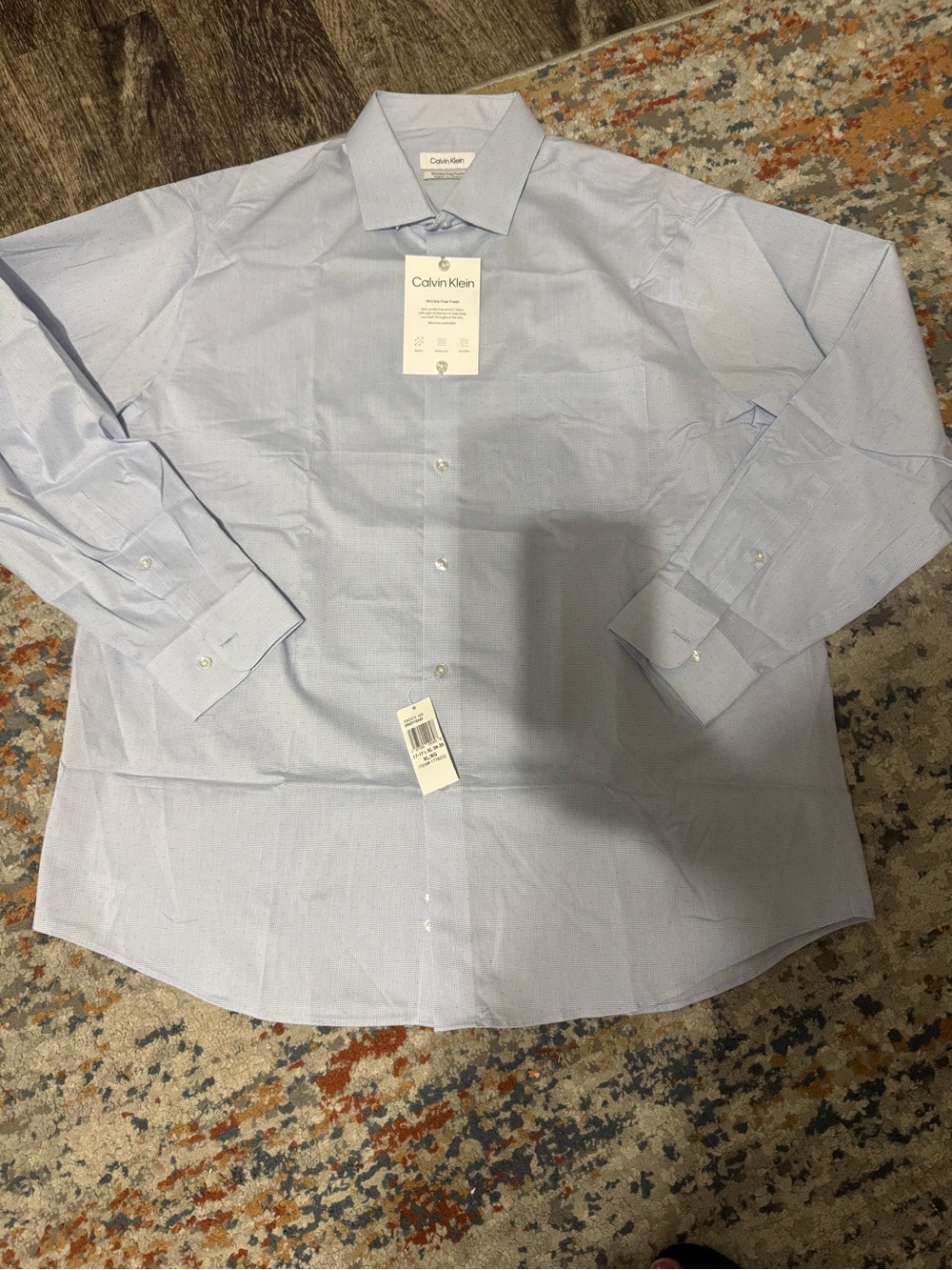 Calvin Klein Men's Pale Blue Dress Shirt -Spread Collar